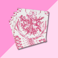 Caspari Romantic Toile Rose Cocktail Napkin
