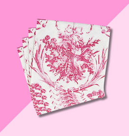 Caspari Romantic Toile Rose Cocktail Napkin