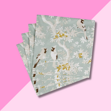 Caspari Scenic Songbirds Celado Cocktail Napkin