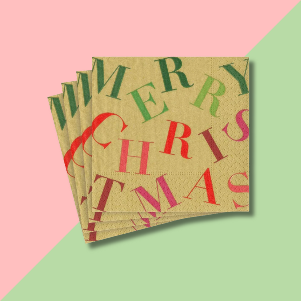 Caspari Merry Christmas Toss Paper Cocktail Napkin