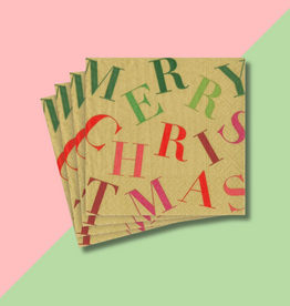Caspari Merry Christmas Toss Paper Cocktail Napkin