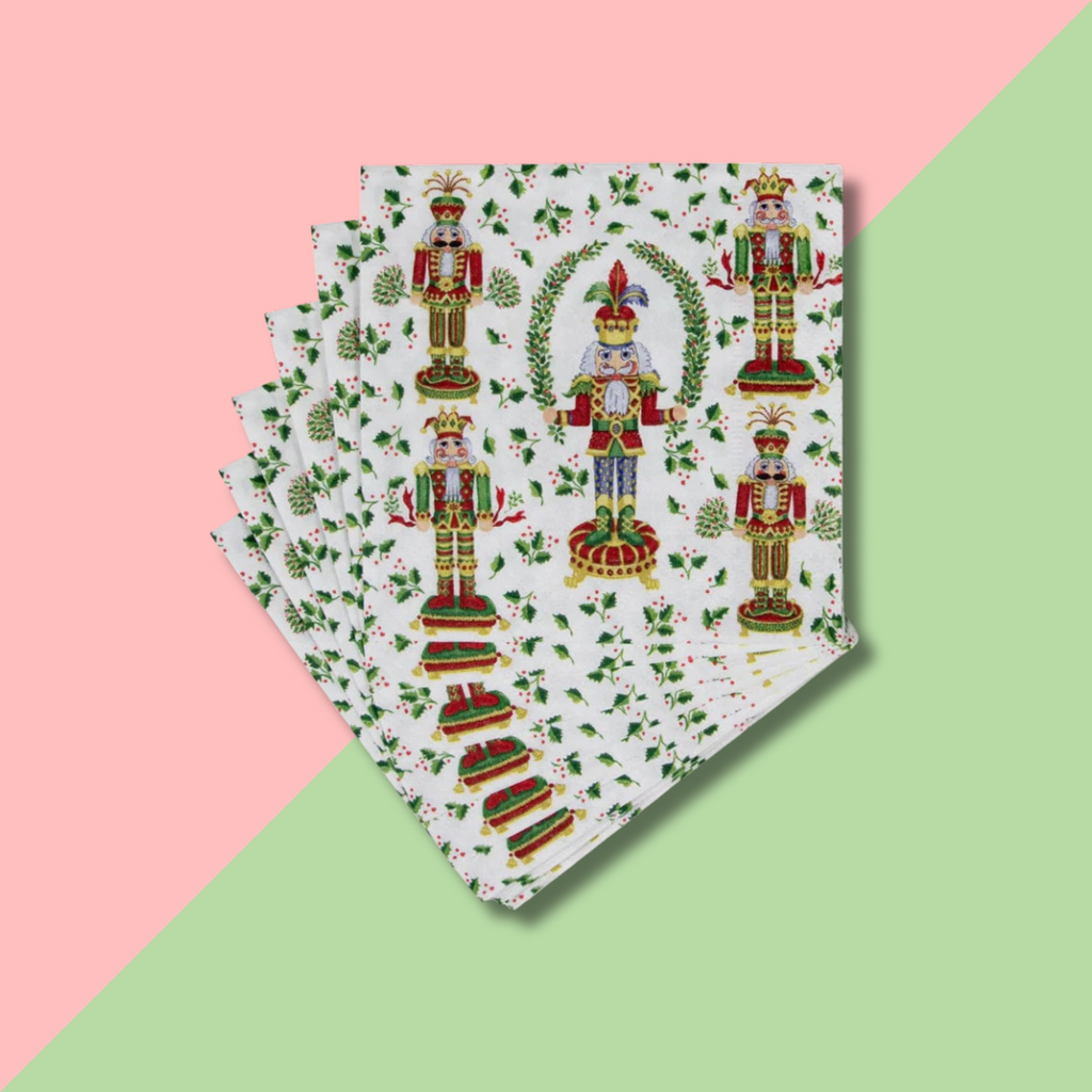 Caspari Nutcracker Christmas Cocktail Napkin