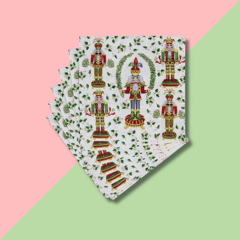 Caspari Nutcracker Christmas Cocktail Napkin