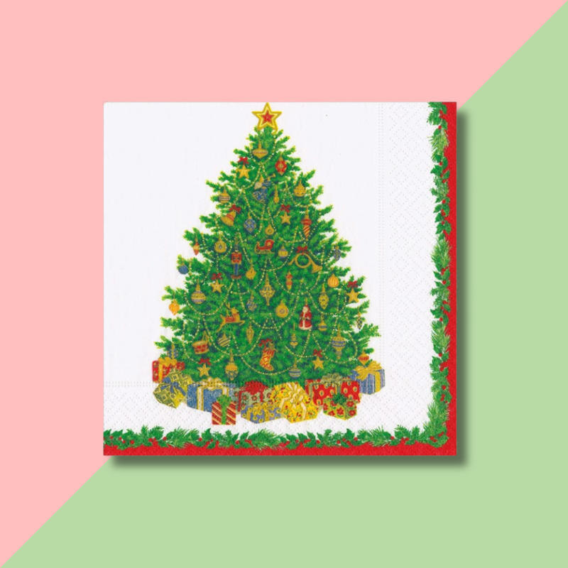 Caspari Christmas Tree Cocktail Napkin
