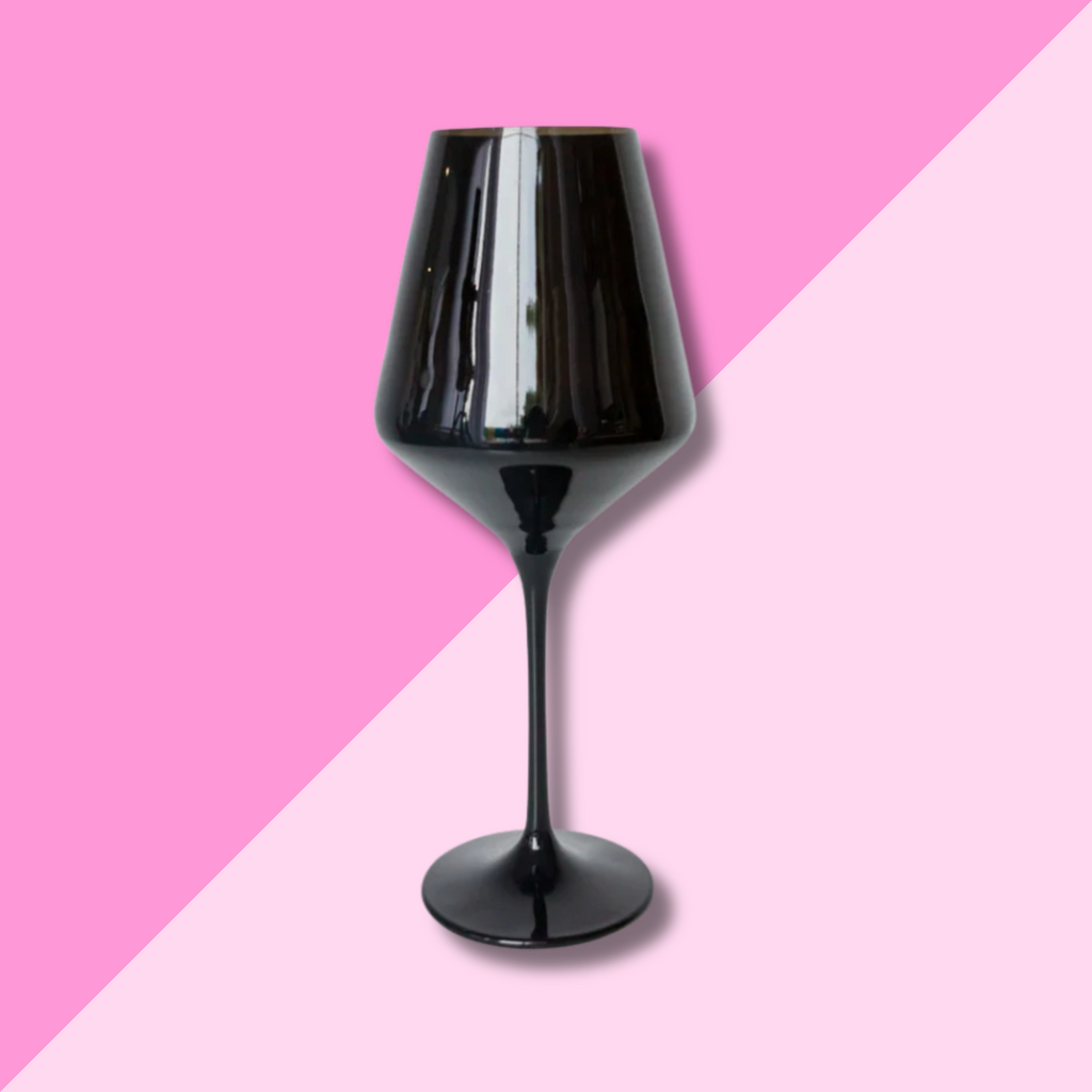 Estelle Colored Glass Black Stemmed Wine Glass