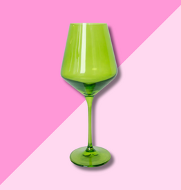 Estelle Colored Glass Forest Green Stemmed Wine Glass