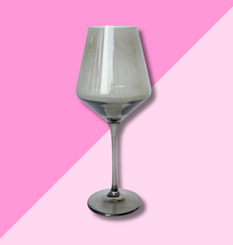 Estelle Colored Glass Gray Smoke Stemmed Wine Glass