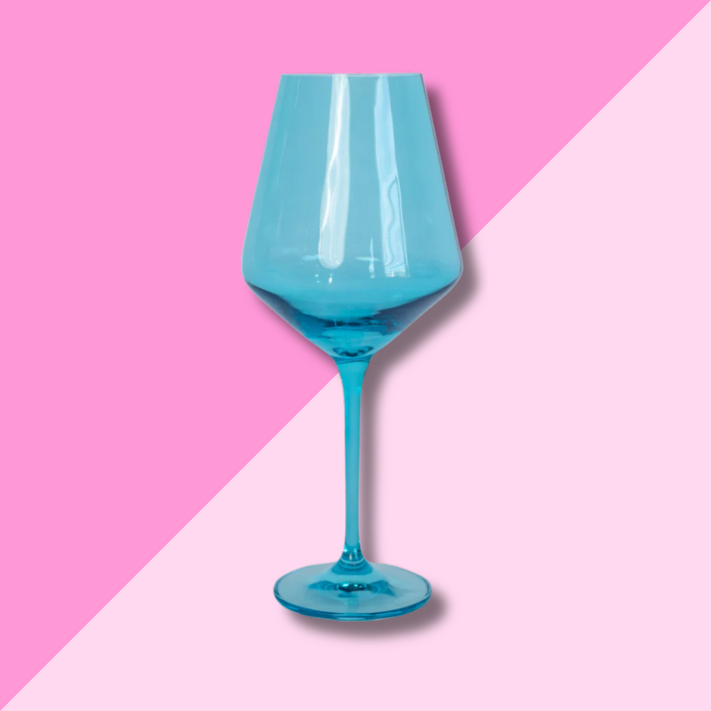 Estelle Colored Glass Ocean Blue Stemmed Wine Glass
