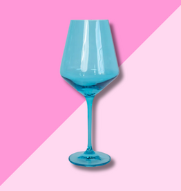Estelle Colored Glass Ocean Blue Stemmed Wine Glass