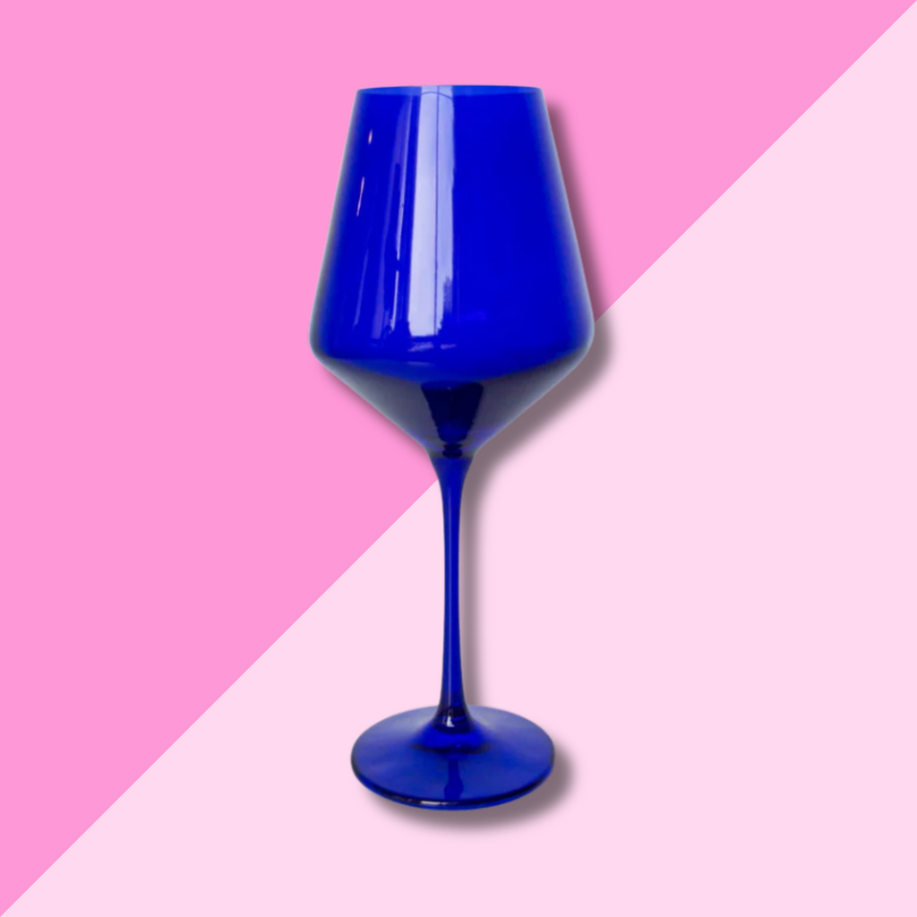 Estelle Colored Glass Royal Blue Stemmed Wine