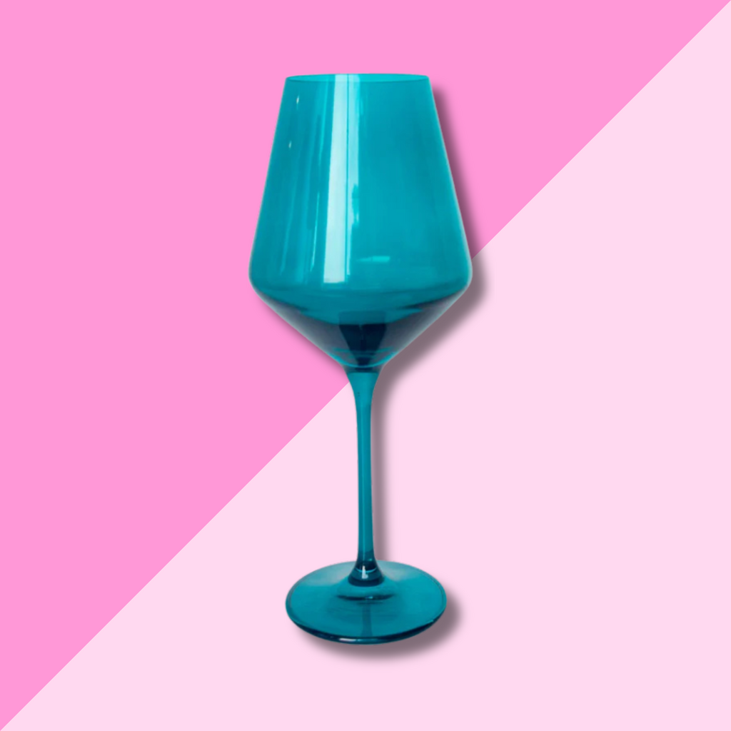 Estelle Colored Glass Teal Stemmed Wine Glass