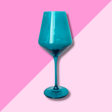 Estelle Colored Glass Teal Stemmed Wine Glass
