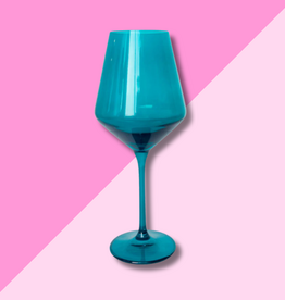 Estelle Colored Glass Teal Stemmed Wine Glass