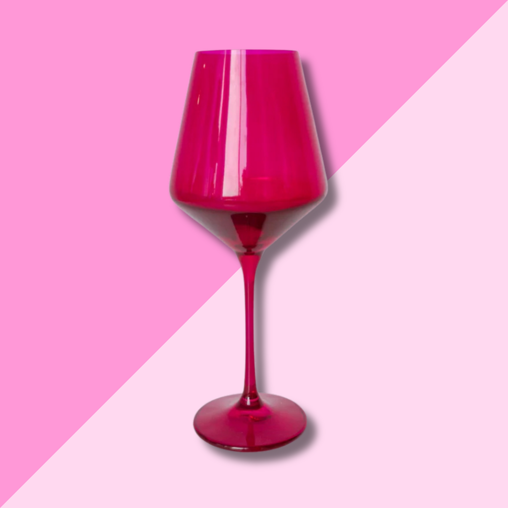 Estelle Colored Glass Fuchsia Stemmed Wine Glass