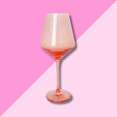 Estelle Colored Glass Coral Peach Pink Stemmed Wine Glass