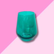 Estelle Colored Glass Emerald Green Stemless Wine Glass
