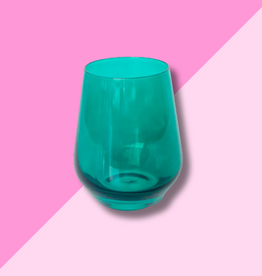 Estelle Colored Glass Emerald Green Stemless Wine Glass