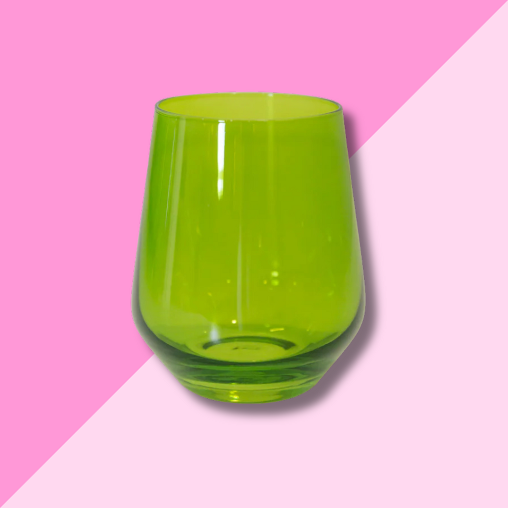 Estelle Colored Glass Forest Green Stemless Wine Glass