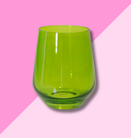 Estelle Colored Glass Forest Green Stemless Wine Glass
