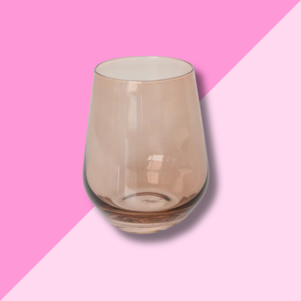 Estelle Colored Glass Amber Smoke Stemless Wine Glass
