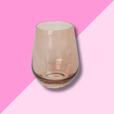 Estelle Colored Glass Amber Smoke Stemless Wine Glass