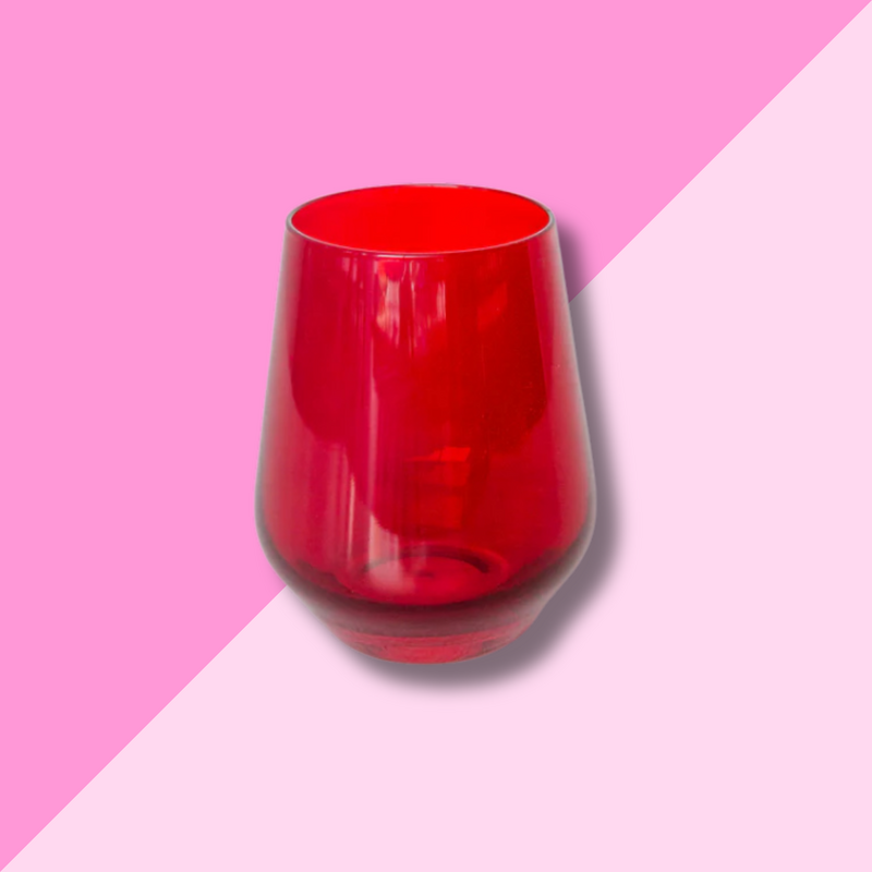 Estelle Colored Glass Red Stemless Wine Glass