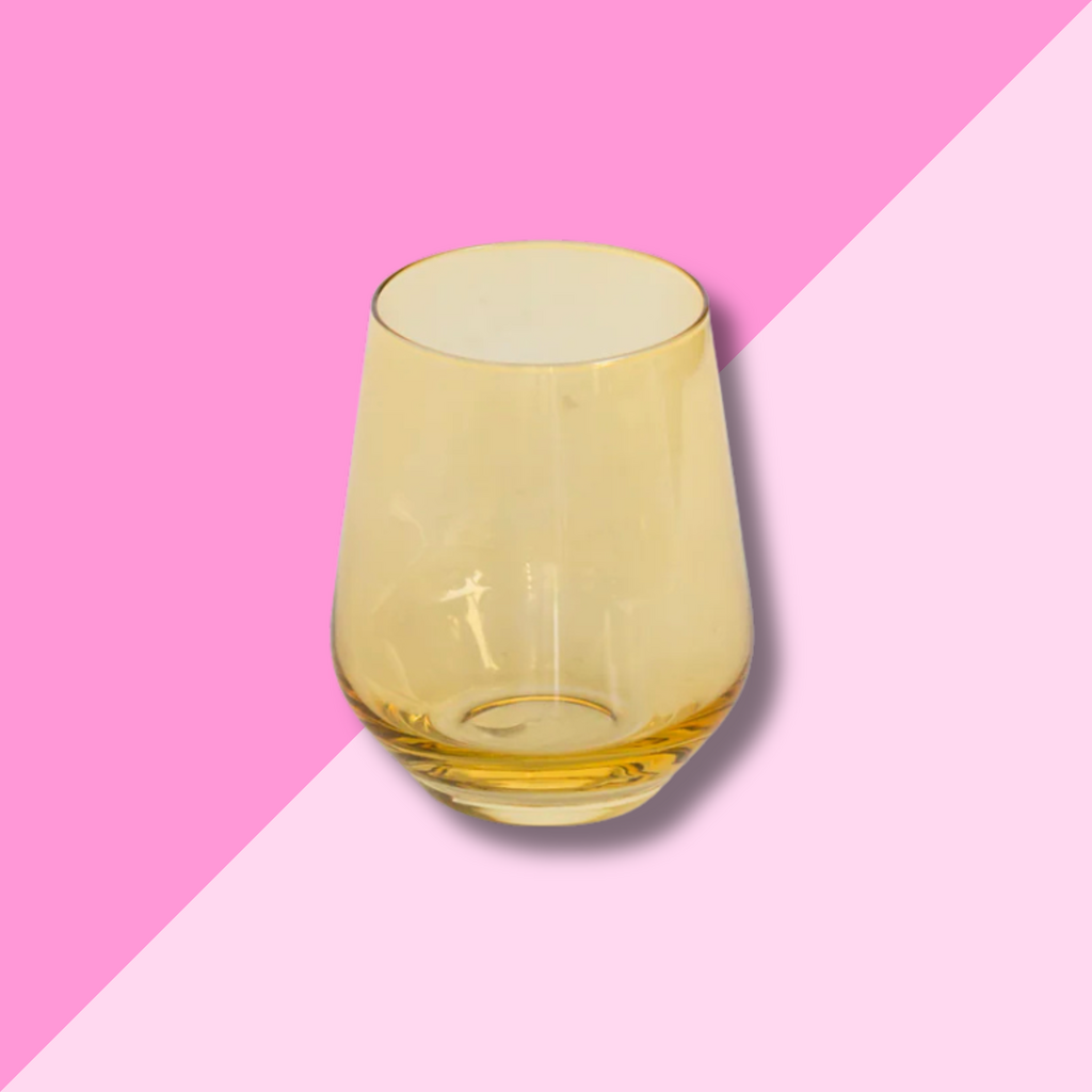 Yellow Stemless Wine Glass