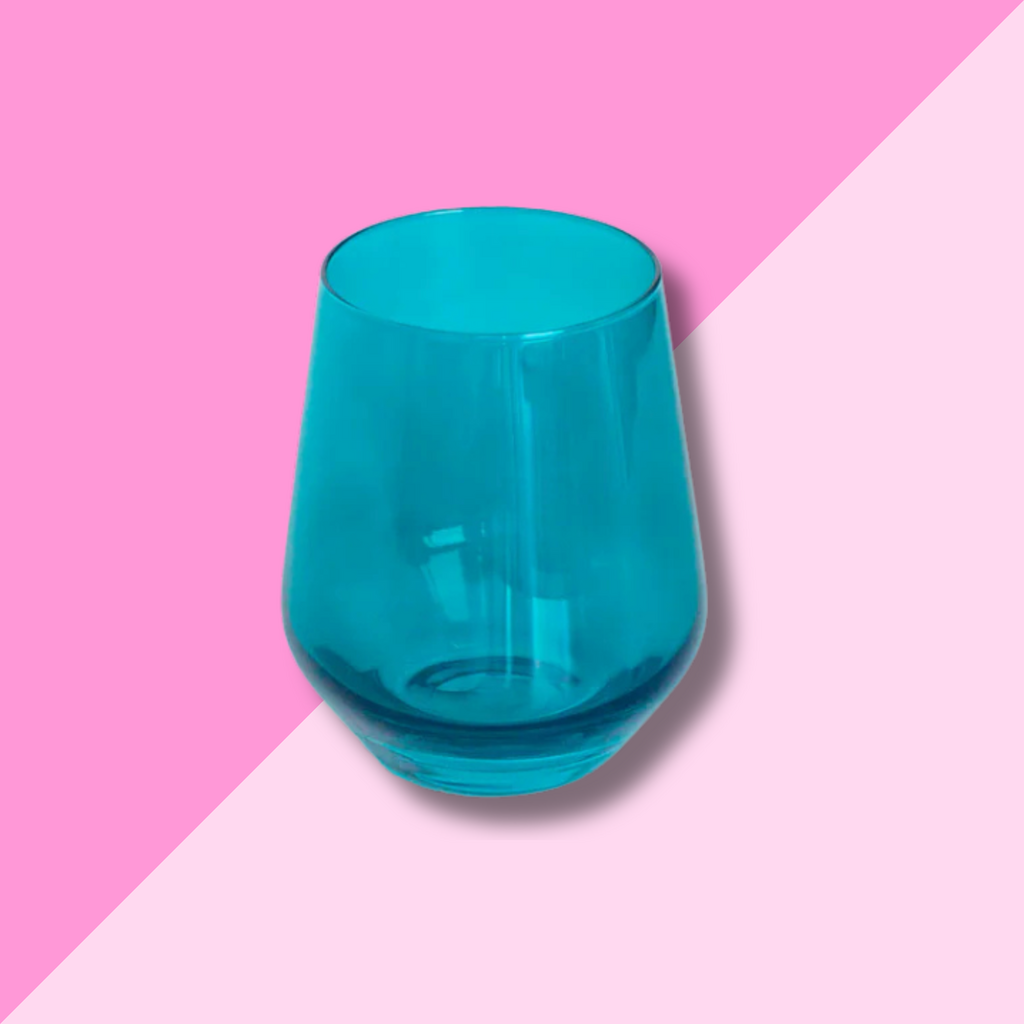 Estelle Colored Glass Teal Stemless Wine Glass