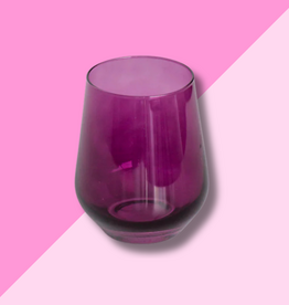 Estelle Colored Glass Amethyst Stemless Wine Glass