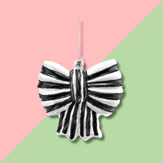 Cody Foster & Co Striped Bow Large Black Ornament