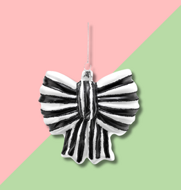 Cody Foster & Co Striped Bow Large Black Ornament