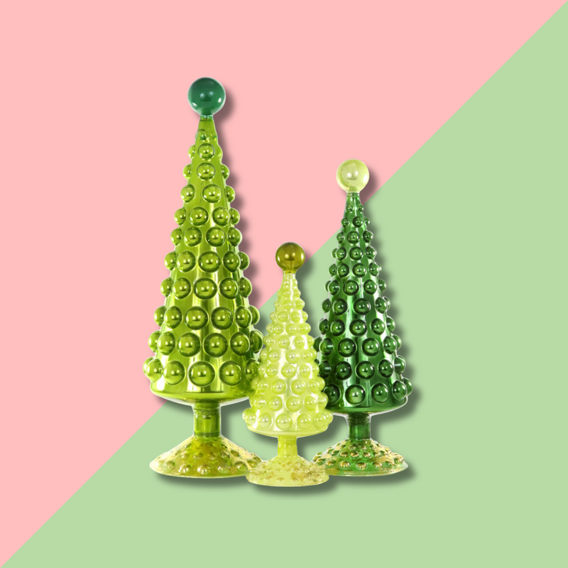 Cody Foster & Co Midcentury Modern Hobnail Tree Green 9in