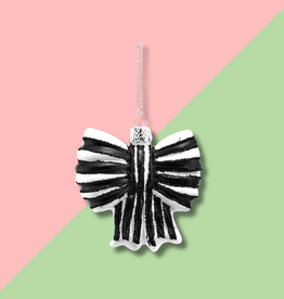 Cody Foster & Co Striped Bow Small Black Ornament