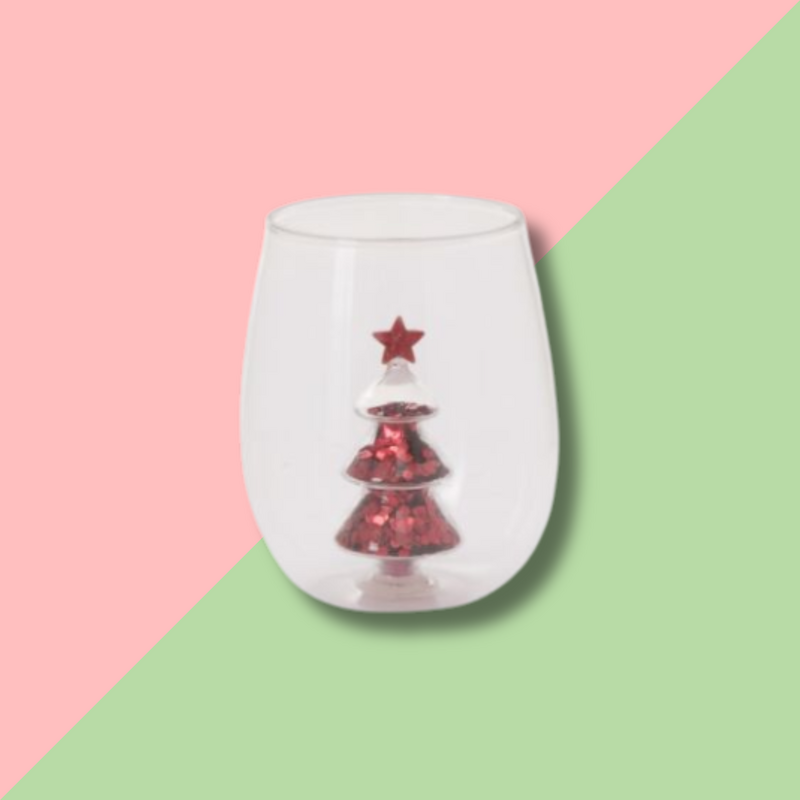 Accent Decor Glitter Tree Drinkware Red