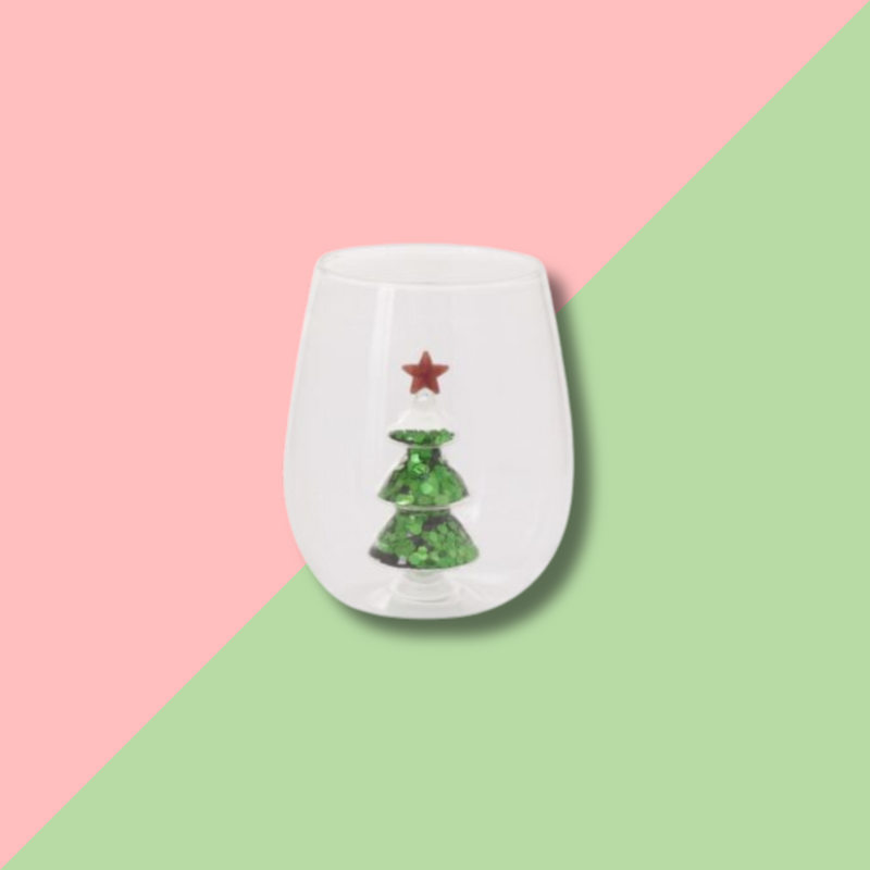 Accent Decor Glitter Tree Drinkware Green