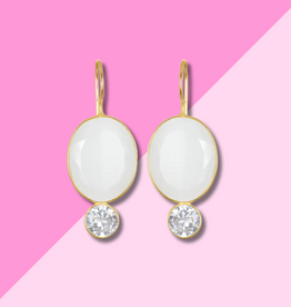 AMELIA ROSE JEWELRY Valencia Grand Oval Earring - Lily Gold