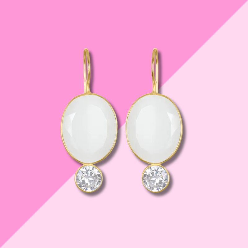 AMELIA ROSE JEWELRY Valencia Grand Oval Earring - Lily Gold