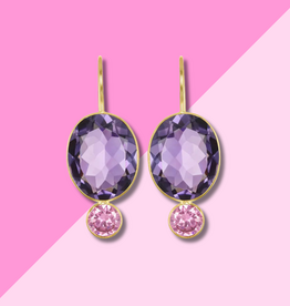 AMELIA ROSE JEWELRY Valencia Grand Oval Earring - Violet Gold