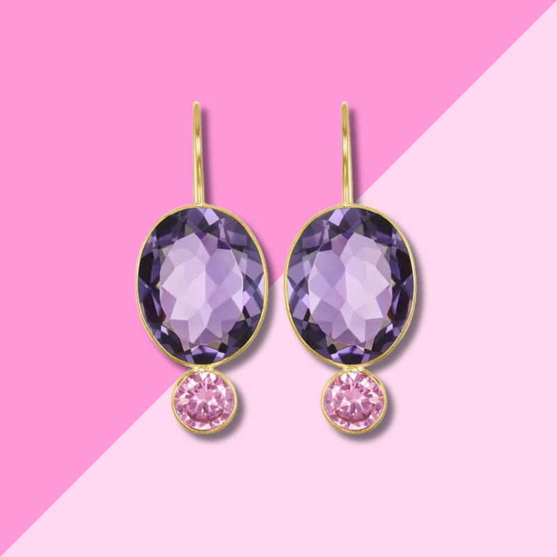 AMELIA ROSE JEWELRY Valencia Grand Oval Earring - Violet Gold