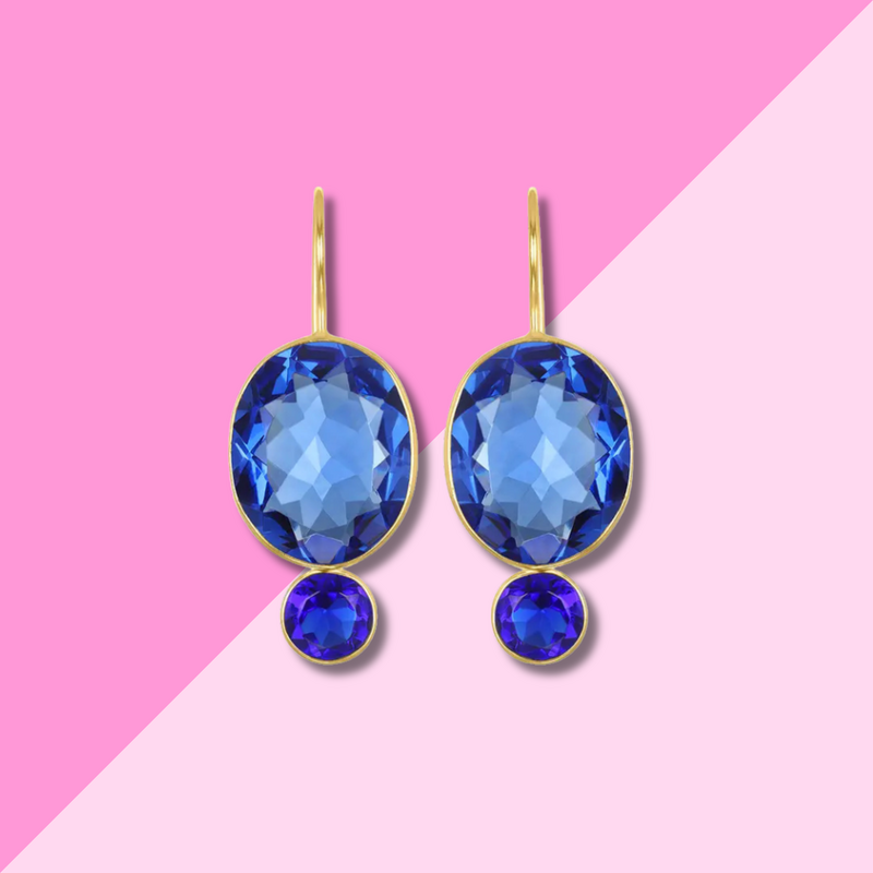 AMELIA ROSE JEWELRY Valencia Grand Oval Earring - Hydrangea Gold