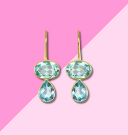 AMELIA ROSE JEWELRY Valencia Teardrop - Aquamarine & Sky Blue Gold