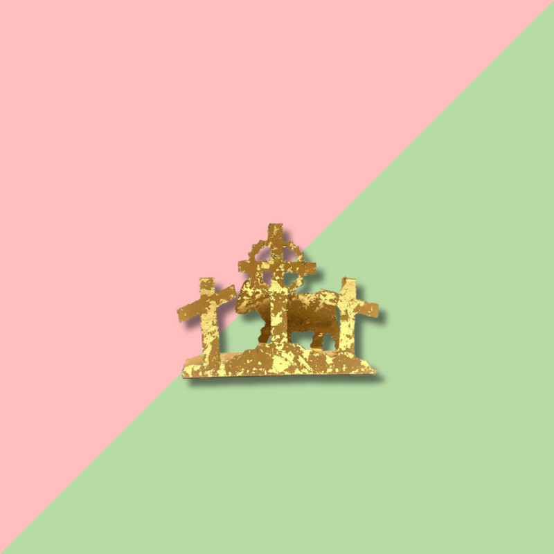 TRADE CIE Metal Crosses/ Lamb Silhouette Gold Mini
