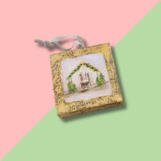 TRADE CIE Handpainted Nativity Canvas Ornament - Manger Scene