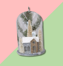 TRADE CIE Glass Cloche Ornament Houses & Trees