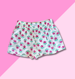 chakeris White Floral Shorts