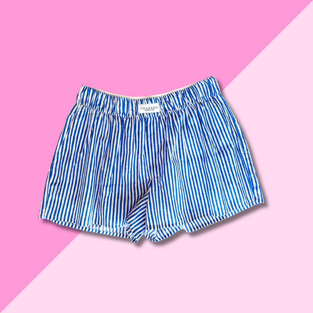 chakeris Blue Thin Stripe Shorts
