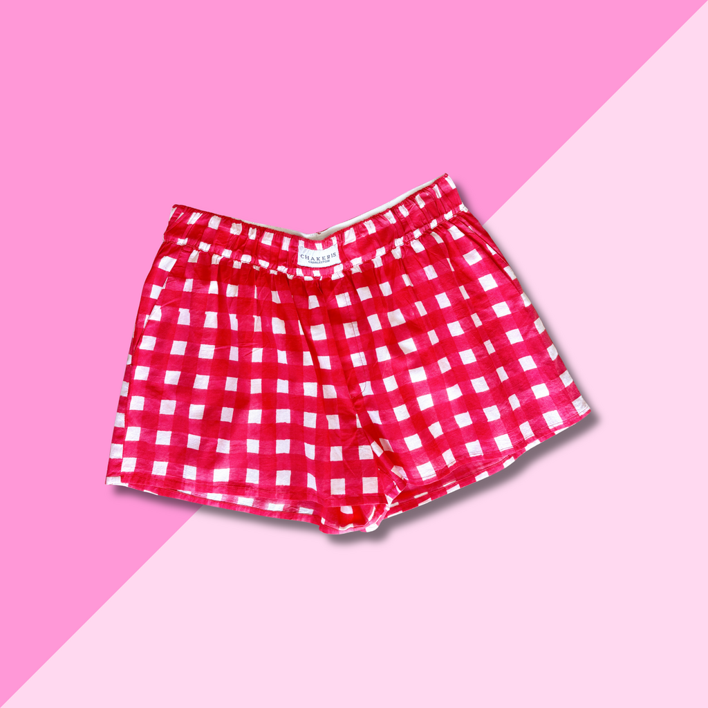 chakeris Red Check Shorts