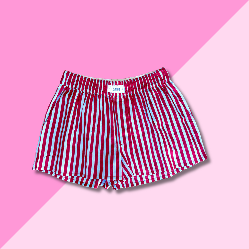 chakeris Red and Blue Stripe Shorts