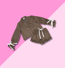 Bella Sleep & Spa Brown Velvet Ties Cropped PJ Set