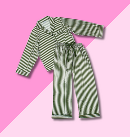 Bella Sleep & Spa Green Stripe Long Sleeve PJ Set